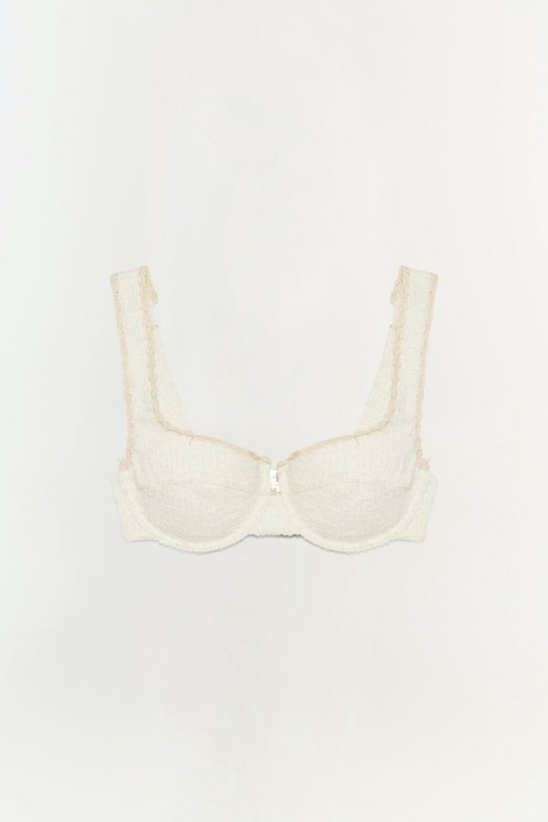 SIMKHAI Women's Klara Balconette Bikini Top in Ivory, Size Small