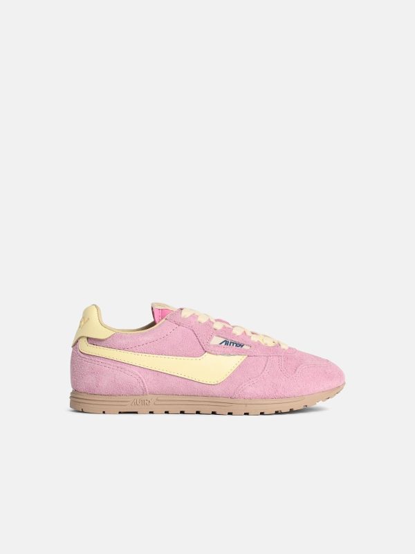AUTRY 'Windspin Low' Pink Suede Blend Sneakers at VALICO