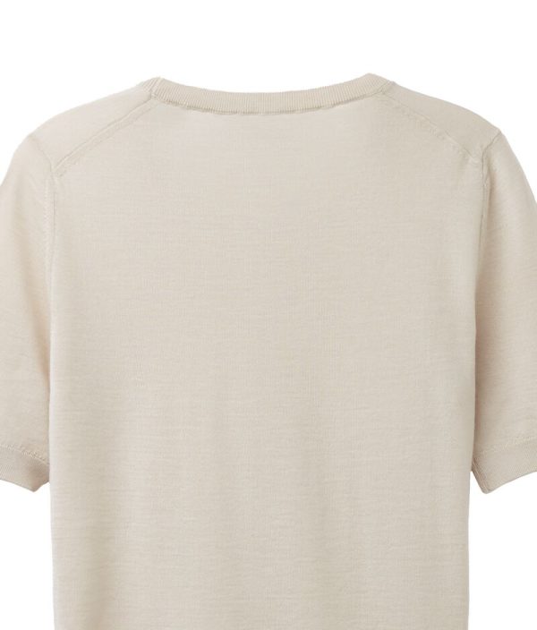 Falconeri Ultrafine Cashmere Crewneck Sweater with Short Sleeves Woman Stone Size LL