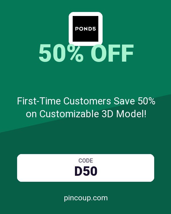Pond5 coupon: First-Time Customers Save 50% on Customizable 3D Model!