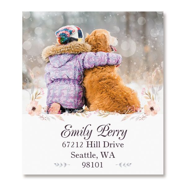 Floral Cameo Select Photo Return Address Label at Colorful Images