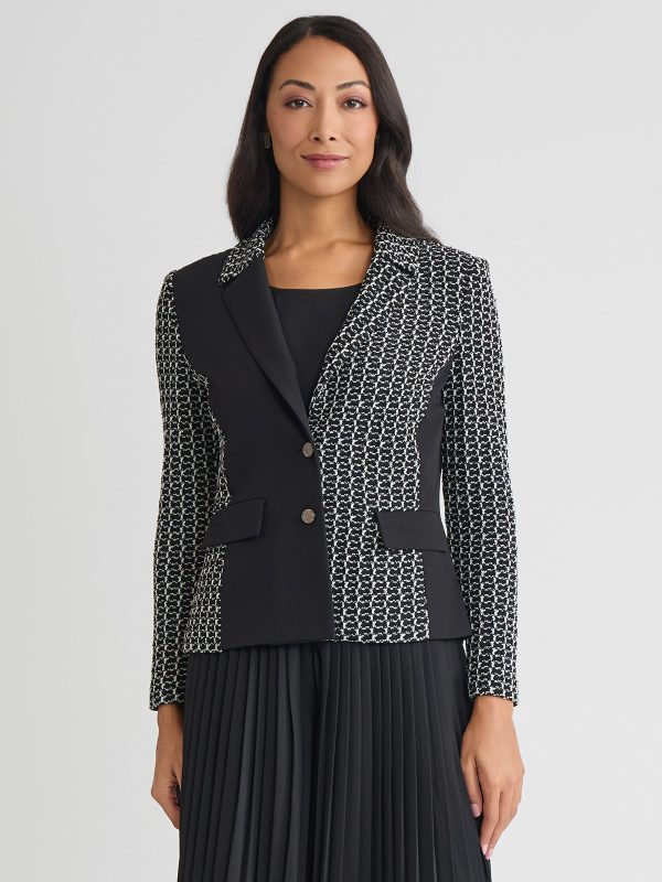 Tailored Mixed Media Tweed Knit Blazer at Misook