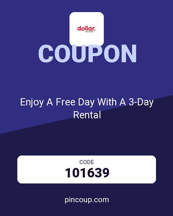 Dollar Rent-a-Car, Inc. coupon: Enjoy A Free Day With A 3-Day Rental