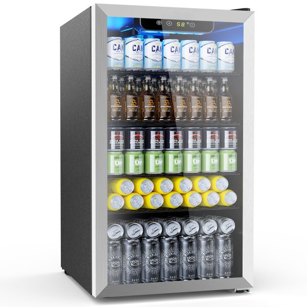 COWSAR 4.4/3.2/2.6 Cu.Ft Beverage Refrigerator Cooler, Reversible door - 3.2Cu.Ft（Stainless steels） at Kismile