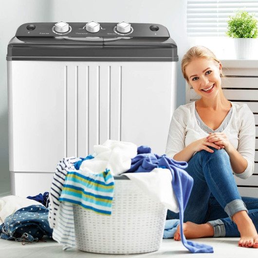 20 lbs Portable Semi-Automatic Twin-tub Washing Machine at Costway