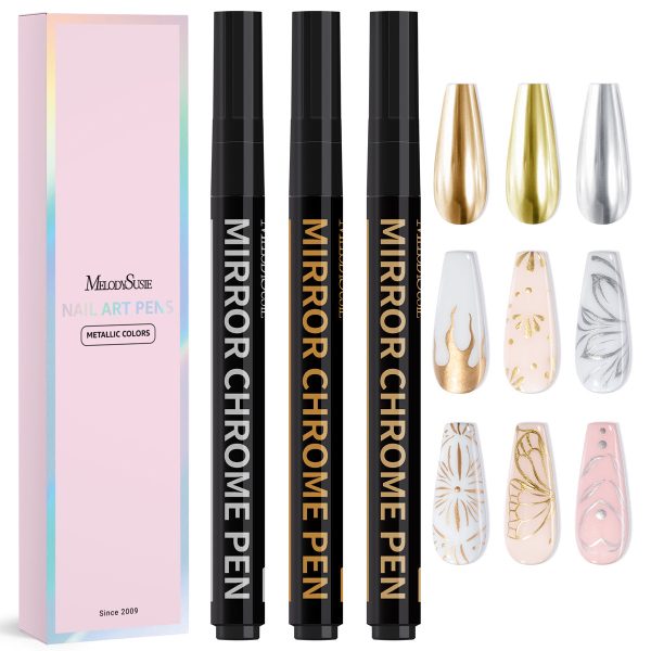 MelodySusie - Nail Art Pens Set Chrome Metallic 3 Colors at Beyond Polish