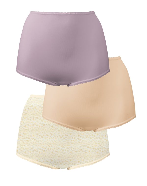 Bali Skimp Skamp Brief, 3-Pack Warm Steel/Soft Taupe/Scattered Leopard Print 10 Women's at OneHanesPlace.com