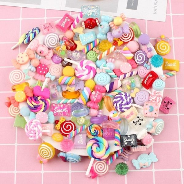 30/50/100Pcs Assorted Resin Charms Mixed Candy Sweets Drop Oil Flatback Cabochon Beads for DIY Scrapbooking Phone Case Crafts HCM at Wish US & CA