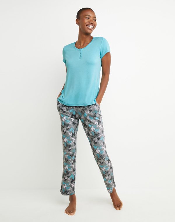 Hanes 221602 Grey And Aqua Butterflies S at Hanes.com